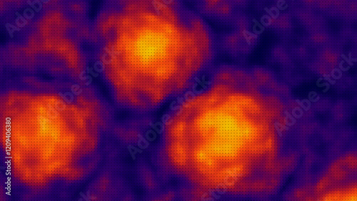 Heat Map Background. Infrared Thermal Camera Landscape Scan. Temperature Scanner Radar Global Warming Concept. Vector Illustration.