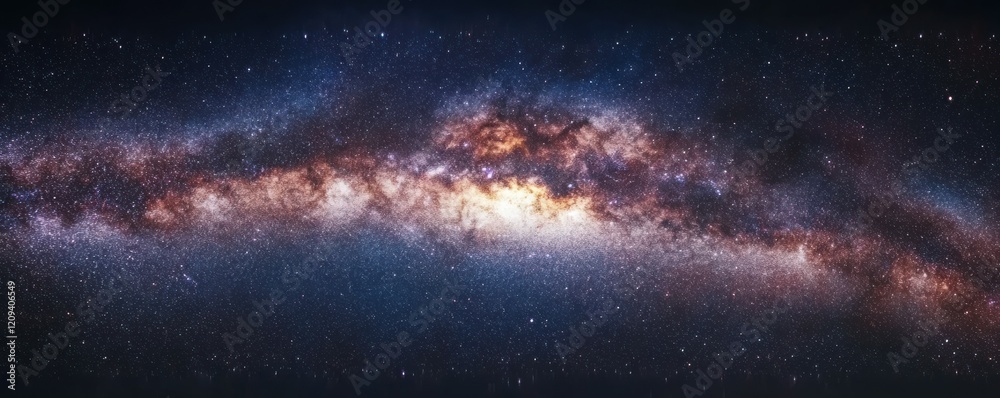 Fototapeta premium A breathtaking view of the Milky Way galaxy stretching across a clear night sky, filled with countless stars.