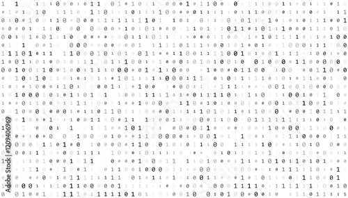 Abstract Matrix Binary Stream Code. White Binary Code Matrix. 0 and 1 Numbers Wallpaper. Computer Science Bg. Graphic Data Decryption Algorithm Coding Hacker Concept. Vector Illustration.