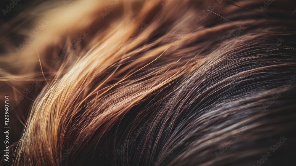 Naklejka premium Close-Up of Smooth Hair Strands in Natural Light