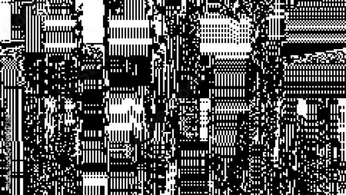 Vintage Checkered Pixels Glitch Effect Abstract Background. Glitched Stripes and Random Pixels Television Screen. Distorted Glitch Effect. NO SIGNAL TV Frame Vector.