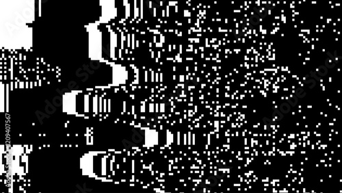 Weird Checkered Pixels Glitch Effect Abstract Background. Vintage Game Error Pixels Pattern. Glitch Datamoshing Camera Effect. Retro VHS Background Like In Old Video Tape Rewind Or No Signal TV Screen