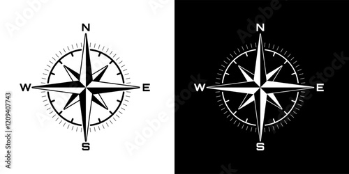 Compass Rose Sign. Windrose Symbol. Nautical Wind Rose Icon. Vintage Compass. Compass For Travel Map. Navigation North East South West Arrow Symbols. Vector Illustration.