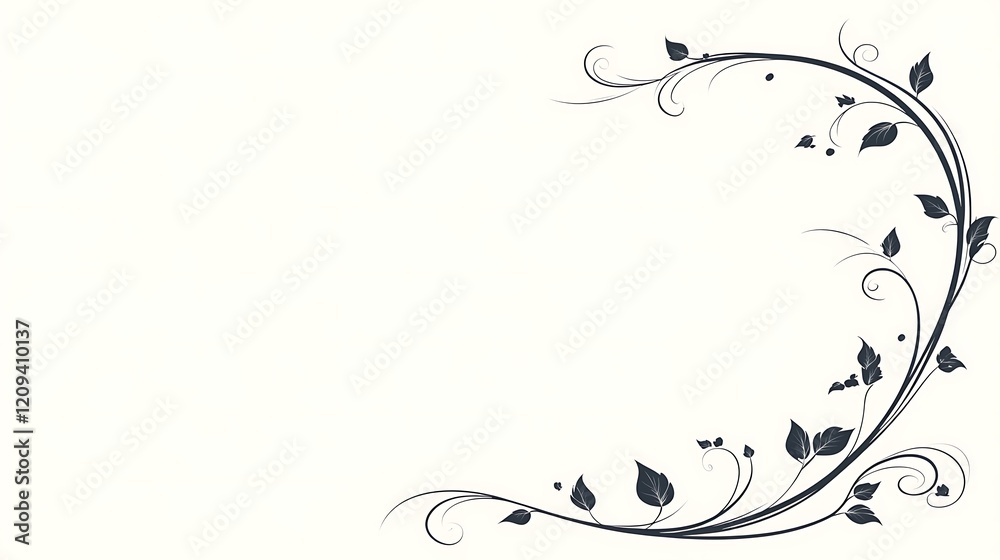 Elegant Floral Design With Swirling Vines And Leaves Elegant Floral Design With Swirling Vines And Leaves
