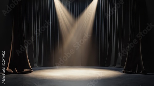 Dramatic Stage with Spotlight and Curtains