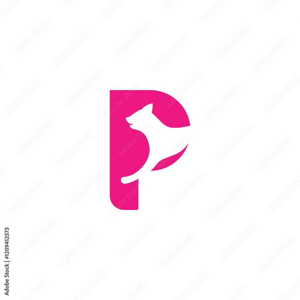 Letter P Cat Logo Design. P Initial Icon For pet Shop Letter P Cat Logo Design. P Initial Icon For pet Shop