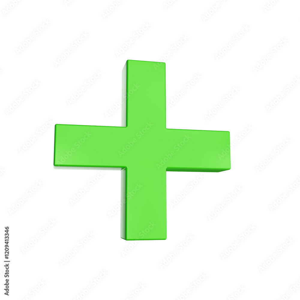 Obraz premium Plus add button-isolated 3d render