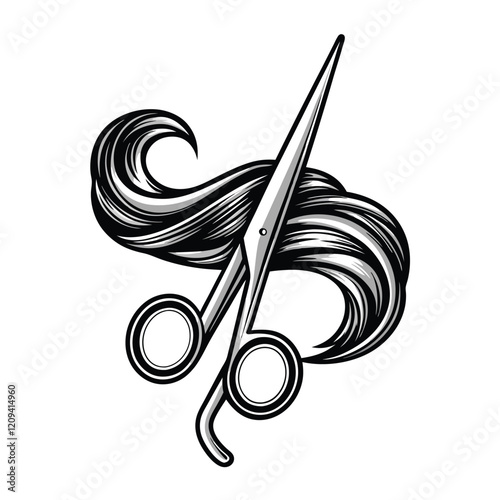 Design a sleek and sophisticated vector logo featuring a pair of elegant hair scissors. The logo should convey professionalism, precision, and style.