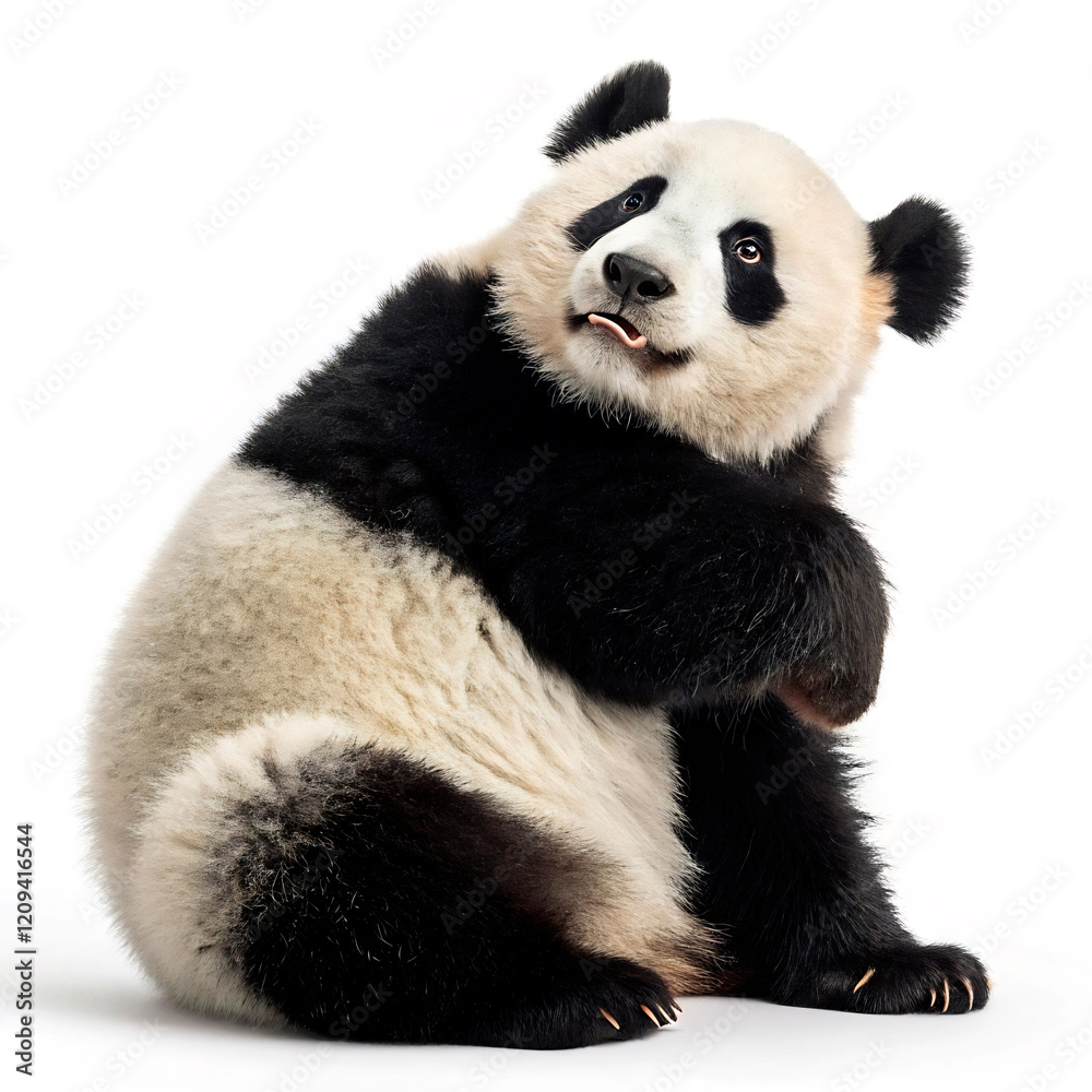 Fototapeta premium giant panda eating bamboo