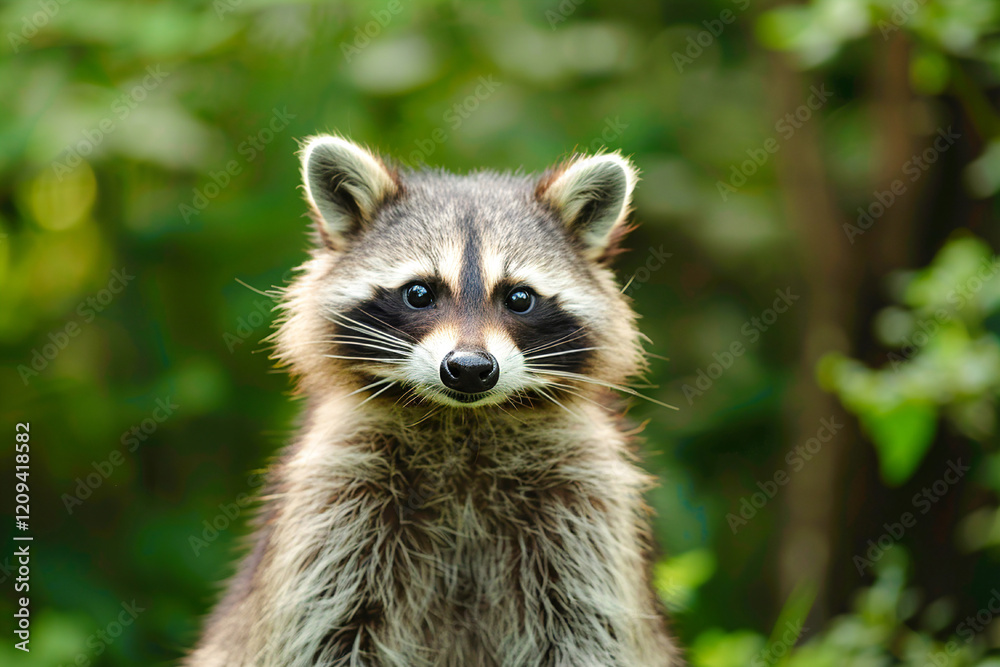 A close look at a raccoon's curious expression, highlighting its whiskers and alert features in nature. A close look at a raccoon's curious expression, highlighting its whiskers and alert features in nature.
