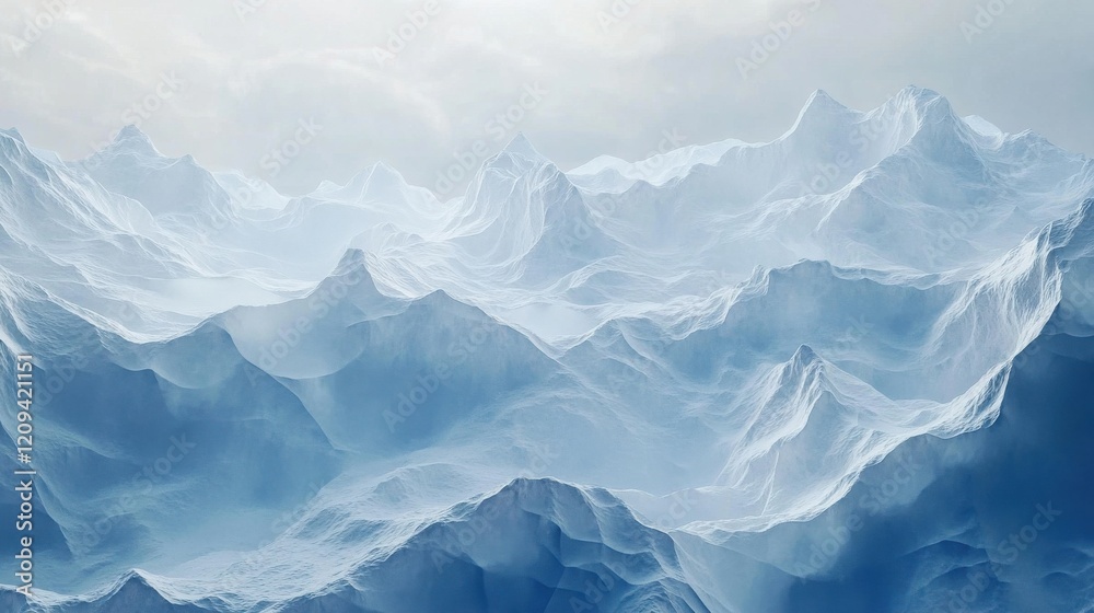 Obraz premium Majestic icy mountains under a cloudy sky, showcasing nature's breathtaking beauty.
