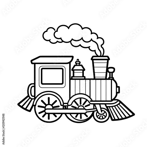 Cute Steam Train Coloring Page Printable for Kids