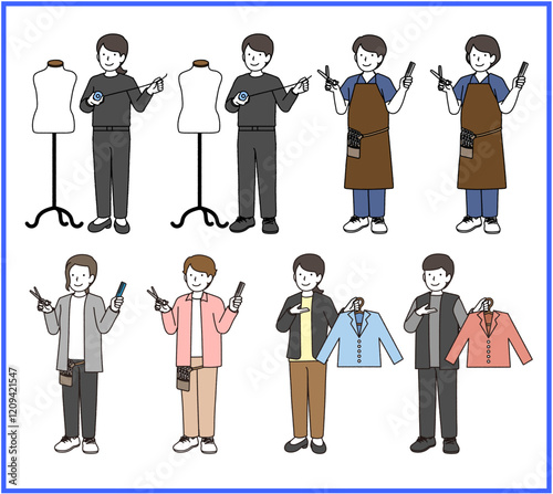 職業　複数人イラストセット