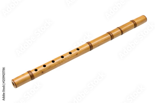 Wooden flute isolated with transparent background