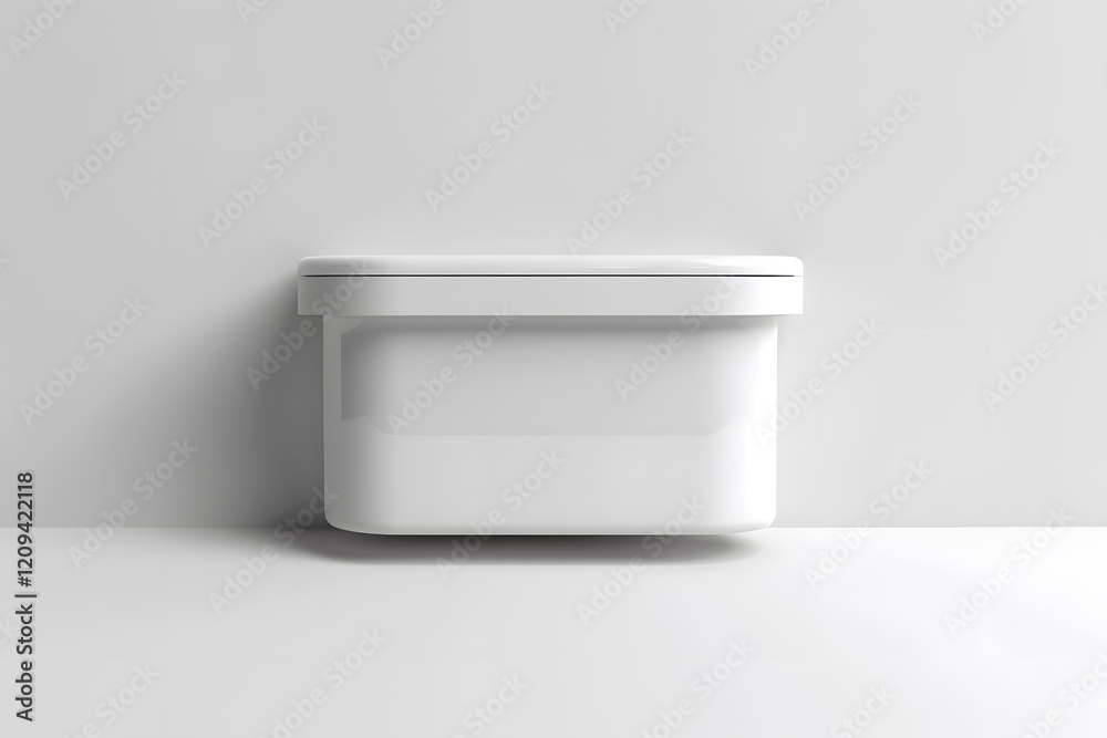 3D realistic white dumpbin shelf for branding items, modern design. Generative Ai. 3D realistic white dumpbin shelf for branding items, modern design. Generative Ai.