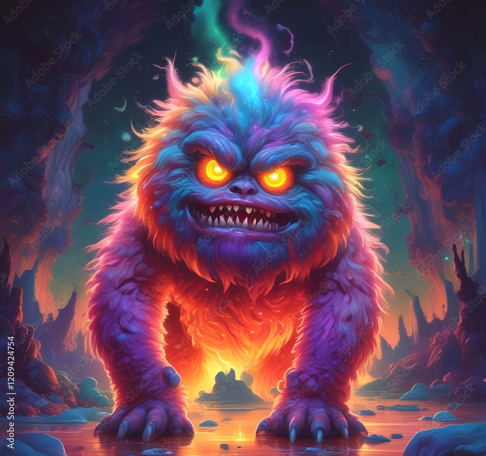 Obraz premium Illustration of fluffy and cute small monster.