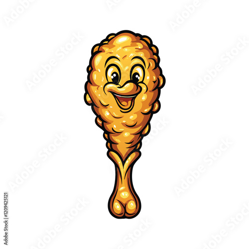 Create a vector logo for a golden fried chicken icon, emphasizing crispy texture and mouthwatering appeal.