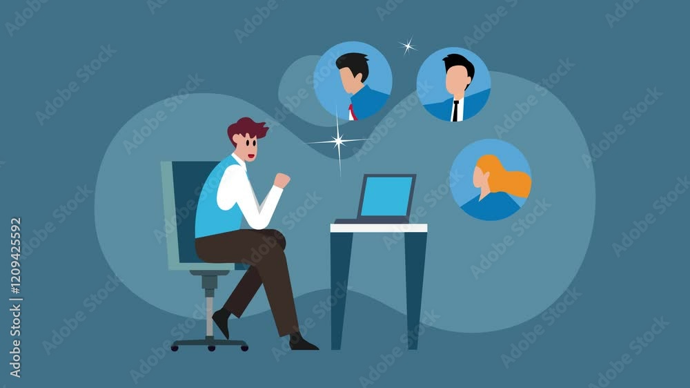 Virtual Meeting Illustration with Diverse Participants in Online Conference cartoon animation Virtual Meeting Illustration with Diverse Participants in Online Conference cartoon animation