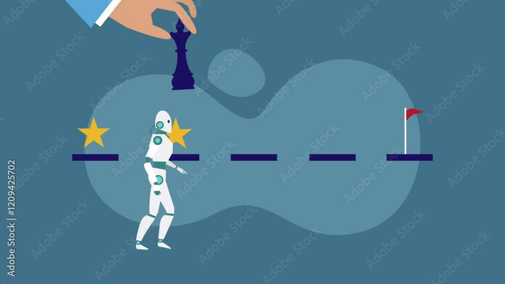 Strategic Decision-Making with AI Robot and Chess cartoon animation Strategic Decision-Making with AI Robot and Chess cartoon animation