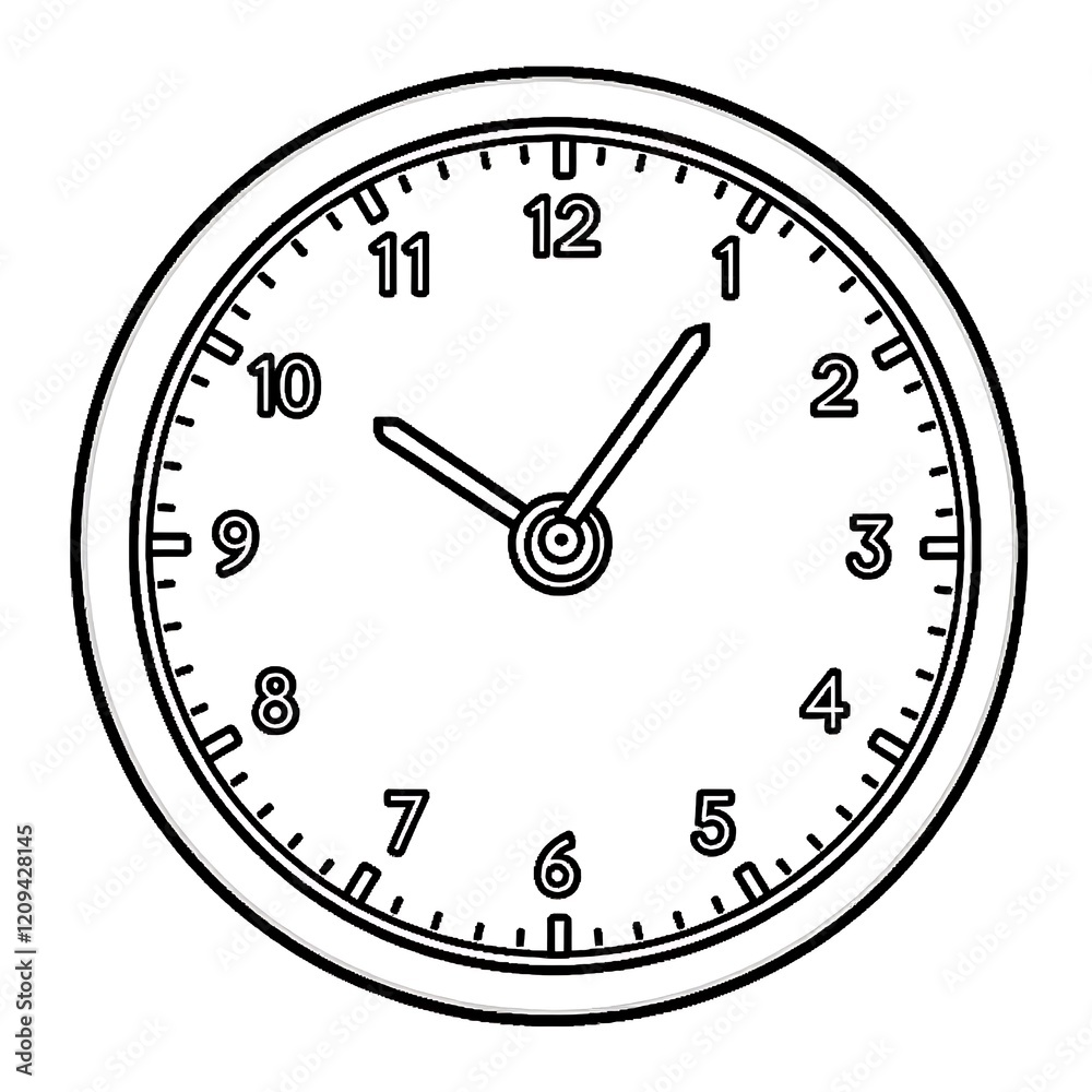Simple Analog Clock Design Outline Illustration Simple Analog Clock Design Outline Illustration