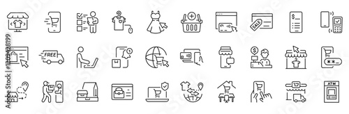 Online shopping web line icons collection. Big UI icon set in a flat design. Thin outline icons pack. Vector illustration