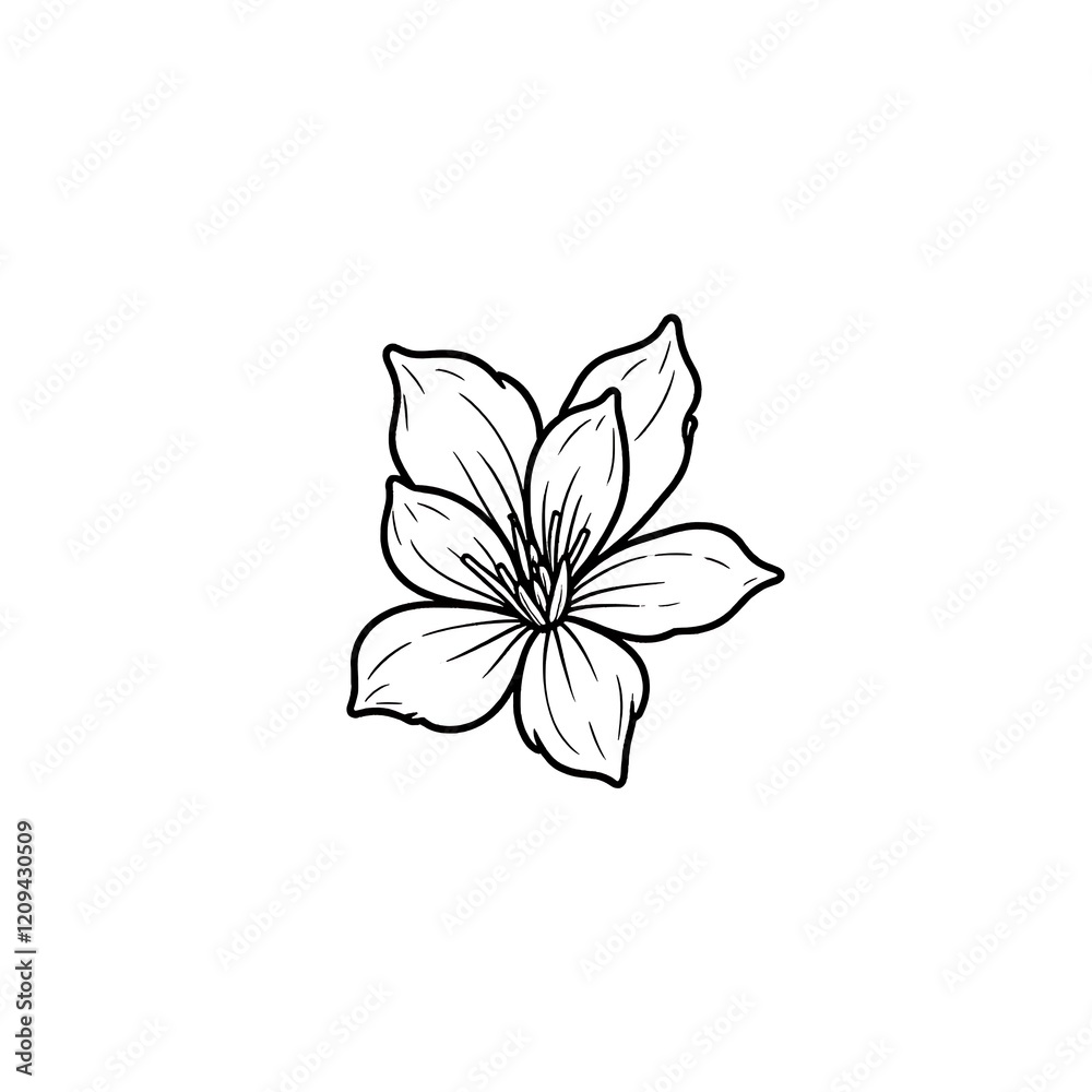 Obraz premium Elegant Line Art Flower Drawing Simple Floral Design