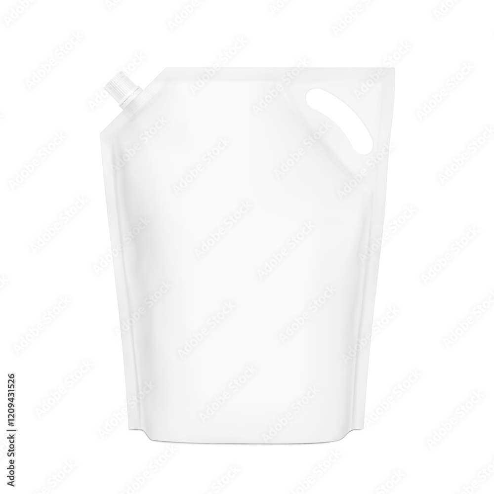 Pouch bag with hole handle mockup. Vector illustration isolated on white background. Front view. Perfect to make final pack shot your product. EPS10.