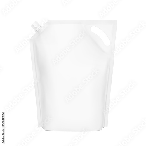 Pouch bag with hole handle mockup. Vector illustration isolated on white background. Front view. Perfect to make final pack shot your product. EPS10.
