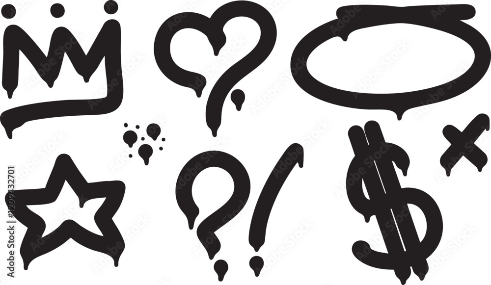 Graffiti Drip Symbols – Set of 8 Urban Street Art Icons Graffiti Drip Symbols – Set of 8 Urban Street Art Icons