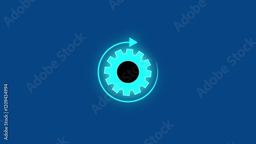 Gear rotating animation with Arrow recycling on Check mark symbol. approved tick mark icon, Check mark icon animation black background. 4k Video