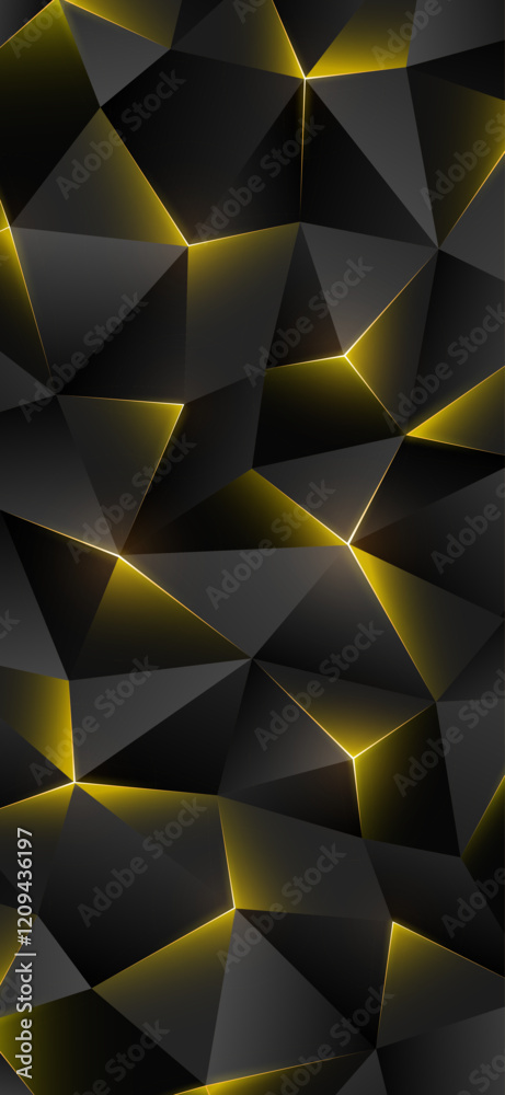 Dark low poly smartphone wallpaper. Abstract geometric background, triangles. Shining lines, triangle. Gray golden yellow background. Polygonal design, futuristic luxury style. Vector illustration Dark low poly smartphone wallpaper. Abstract geometric background, triangles. Shining lines, triangle. Gray golden yellow background. Polygonal design, futuristic luxury style. Vector illustration
