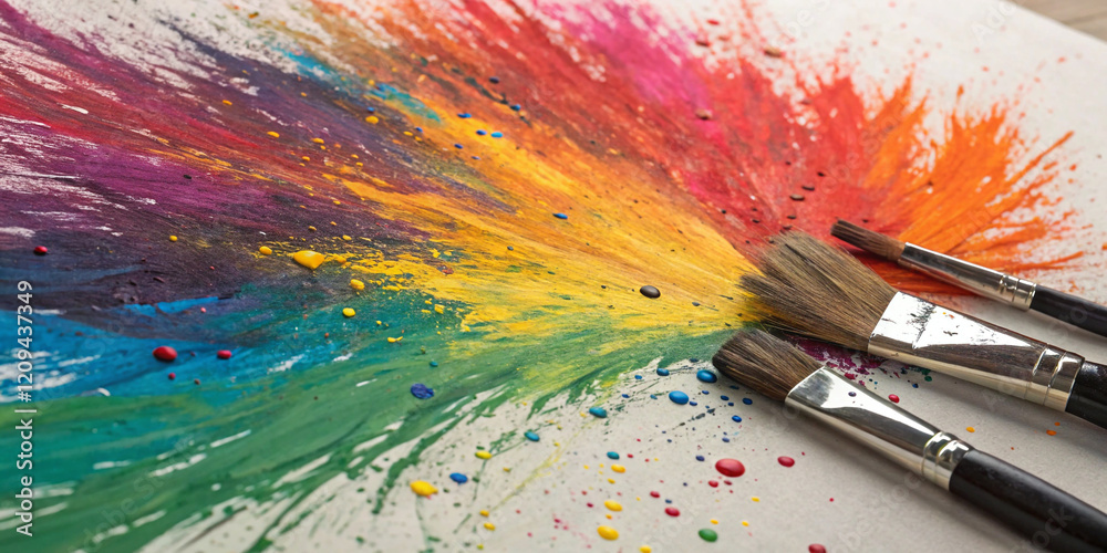 Obraz premium Chaotic brush strokes splashing bold colors in abstract harmony