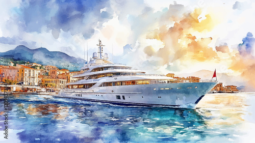 Yacht Schiff Boot Wasserfarbe Aquarell Schifffahrt 