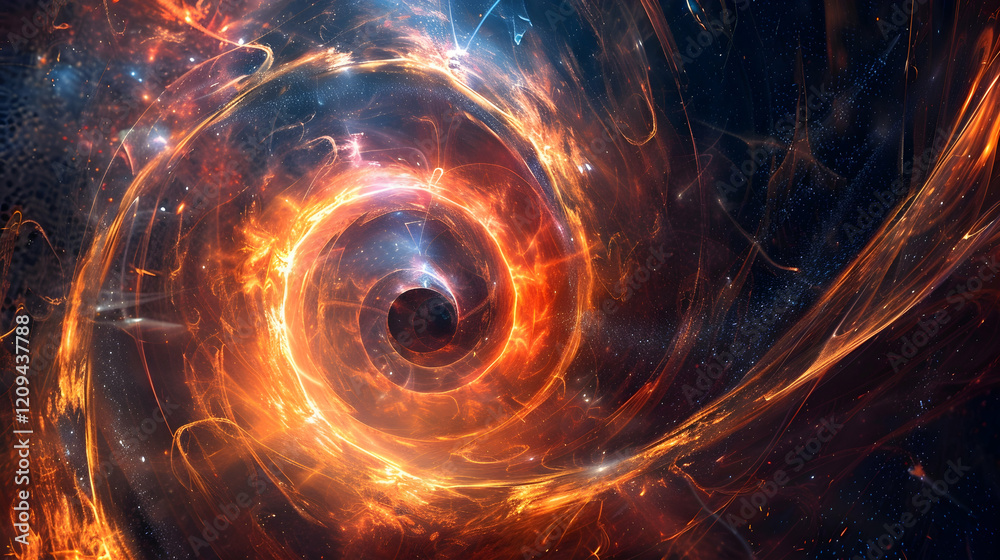 Fototapeta premium Abstract Background Illustration - Swirling Cosmic Vortex of Energy, Light, and Stars