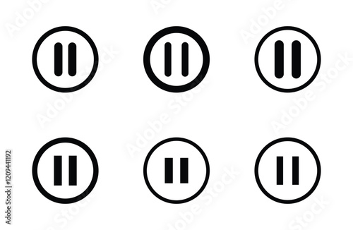 Set of pause icon symbol vector on white background