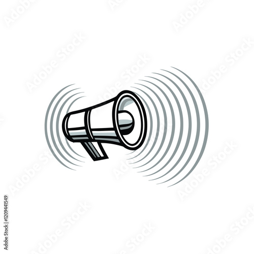 A simple, minimalist illustration of a megaphone with stylized sound waves emanating from its opening.