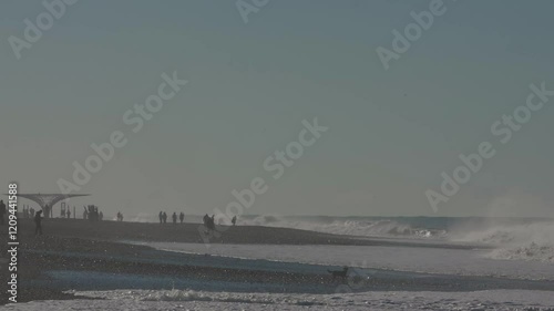 Stormy sea on a bright sunny day