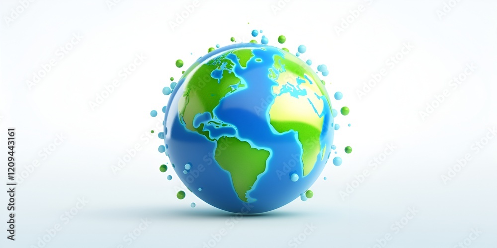 3d cartoon blue and green earth icon, white background, high resolution, no shading detail, soft lighting bokeh background 3d cartoon blue and green earth icon, white background, high resolution, no shading detail, soft lighting bokeh background
