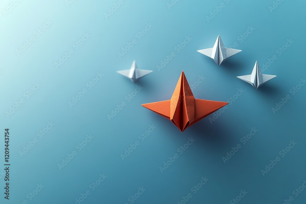 Innovative ai generated paper boats leading the way abstract background graphic design conceptual art Innovative ai generated paper boats leading the way abstract background graphic design conceptual art