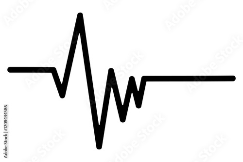Pulse. Heartbeat. Sketch. Vibration of black watercolor line. Hand drawn vector illustration. Outline on isolated white background. Doodle style. Idea for web design.