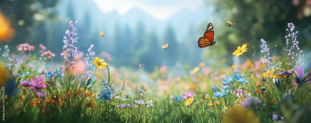 A tranquil meadow filled with wildflowers, where butterflies flit and bees buzz among the fragrant blossoms. A tranquil meadow filled with wildflowers, where butterflies flit and bees buzz among the fragrant blossoms.
