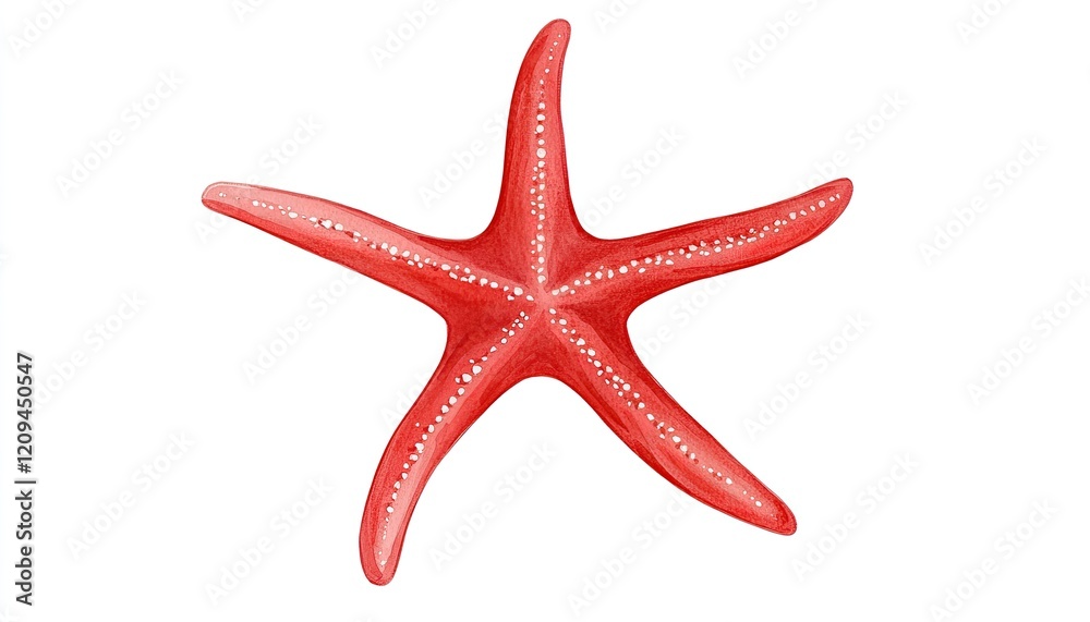 Vibrant red starfish displayed against a clean white background, showcasing its unique texture and shape Vibrant red starfish displayed against a clean white background, showcasing its unique texture and shape