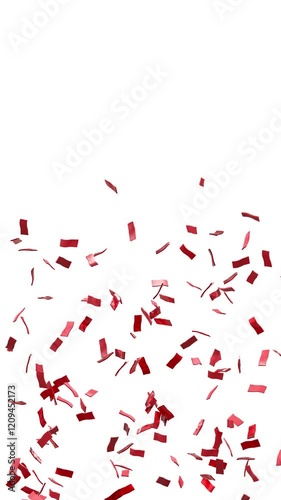 big red confetti explosion, vertical format - 3D rendering - 4k