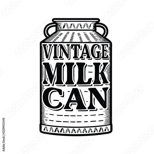 Design a logo for a dairy brand using an old-fashioned milk can as the central element. The logo should evoke a sense of tradition, quality, and nostalgia.