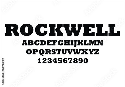 Rockwell font for logo and headline. Isolated vector typeset