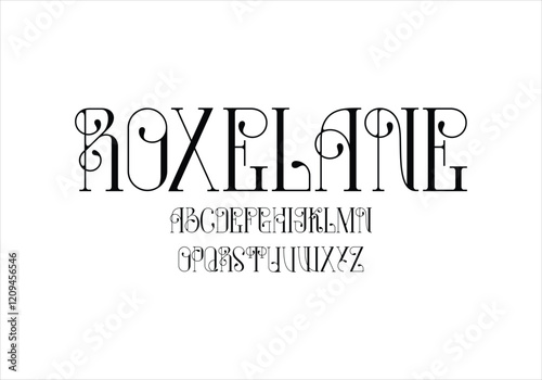 Roxelane font for logo and headline. Isolated vector typeset