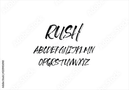 Rush font for logo and headline. Isolated vector typeset