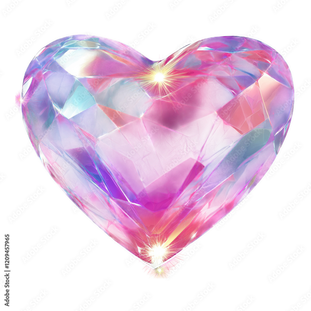 A sparkling gem in a heart shape, surrounded by a bold white outline, isolated on a deep purple background A sparkling gem in a heart shape, surrounded by a bold white outline, isolated on a deep purple background