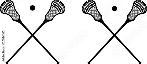 Lacrosse Sticks Icon. Vector Monogram Illustration