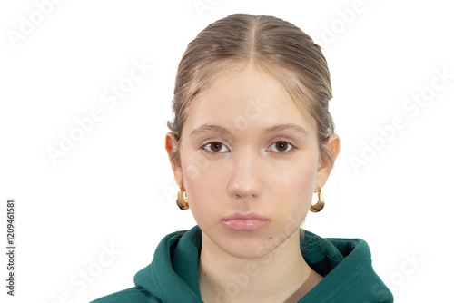 Portrait of a smiling teenage girl with natural makeup